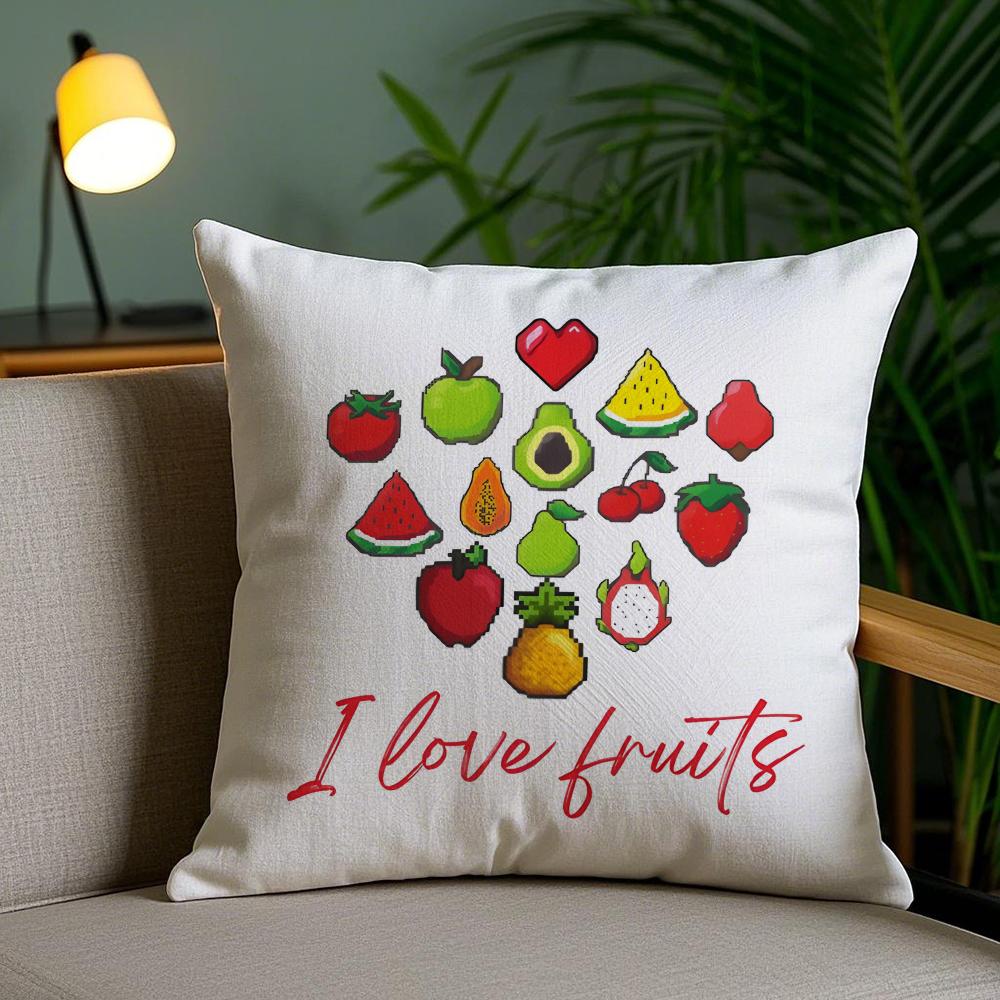 Cartoon Pixel Design Cushion Cover Plush Fabric DoubleSided Printed Invisible Zipper Sofa Pillow Case Home Bedroom Decor