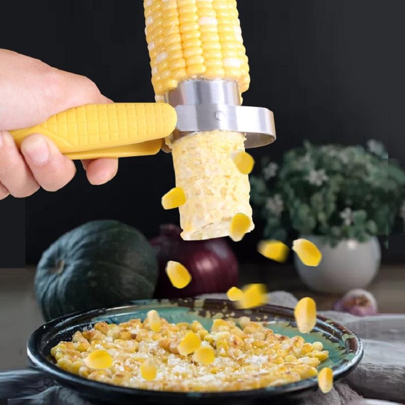 Creative Fruit Vegetable Kitchen Gadget Manual Stainless Steel Corn Thresher Peeler Cob Stripper Remover Food Crusher Separator