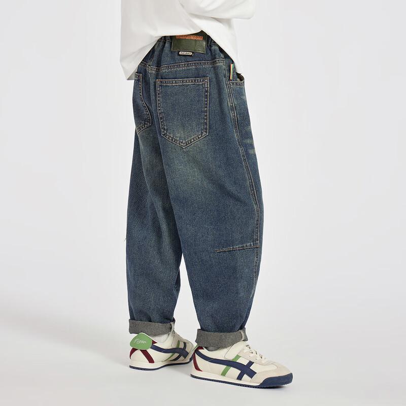 Duoduojia Boys' Washed Loose-Fit Retro Dad Jeans