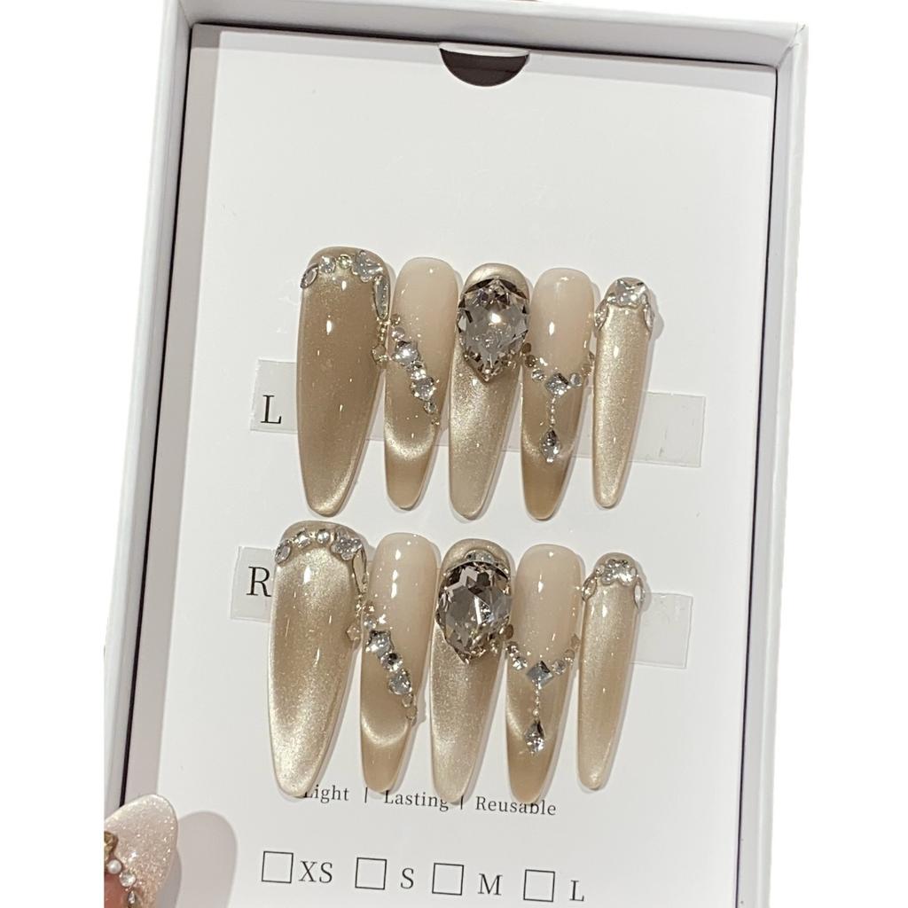 Premium Champagne Gradient Cat Eye Edge Breakfast Champagne K9 Diamond Cro