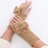 Bow Knitted Gloves Fingerless Half Finger Gloves Fashion Twists Gloves  Winter