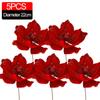 1/10pc Glitter Artificial Flowers Christmas Red Poinsettia Xmas Tree Ornament Simulated Magnolia Wedding Party Decor Fake Flower