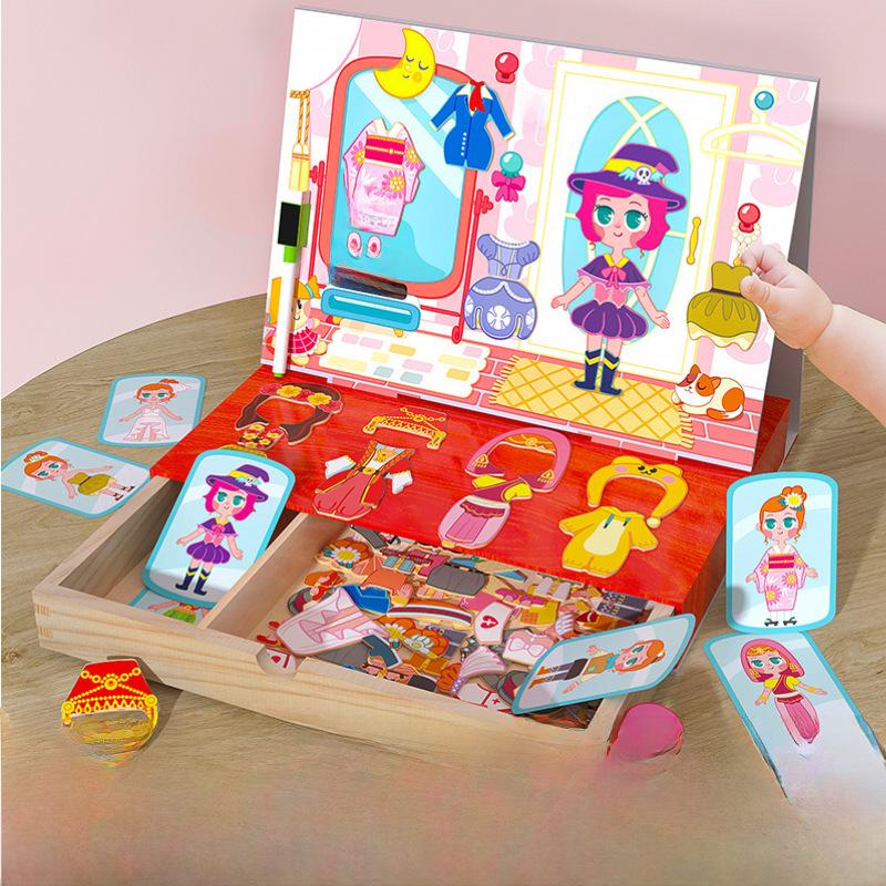 Magnetic Wooden Dress-Up Puzzle Board for Kids