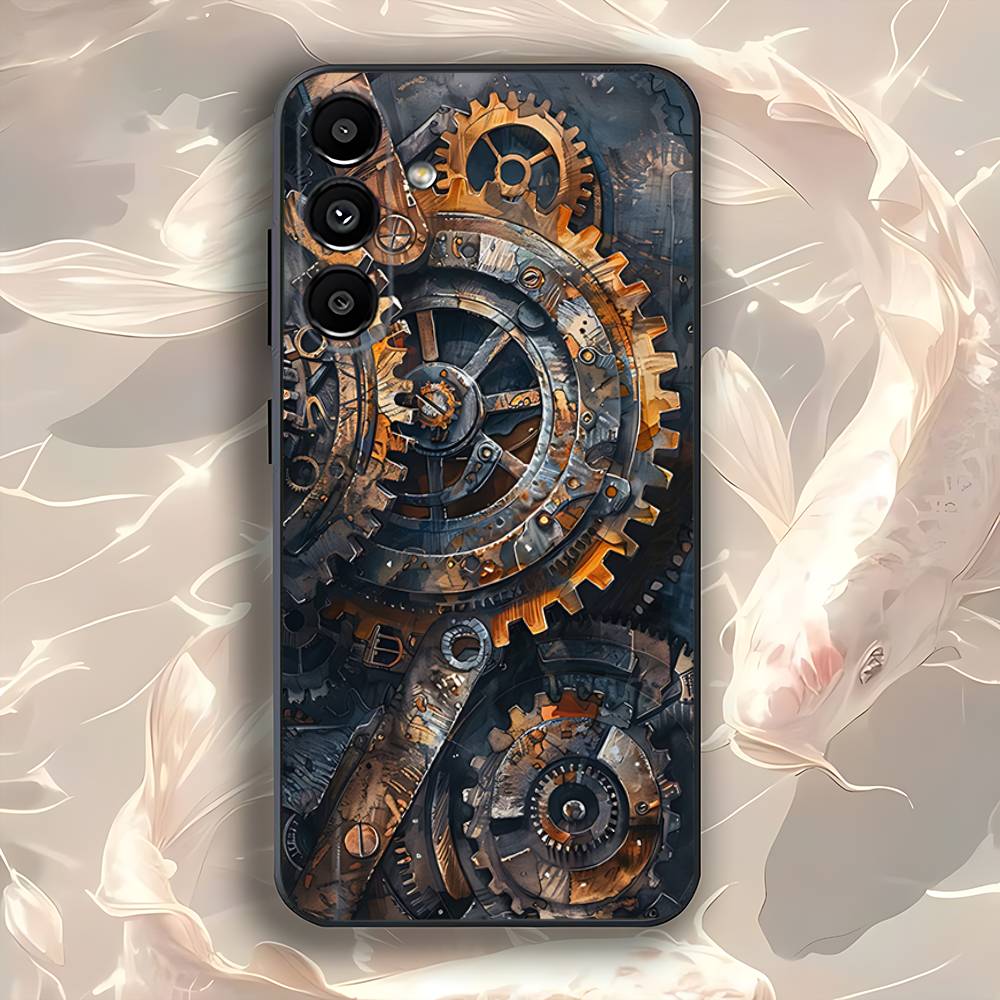 Steampunk Gear Mechanical COOL Phone Case For Samsung Galaxy A73,31,32,72,41,53,52,71,22,5G,Note,J7,8,9 Soft Black Cover