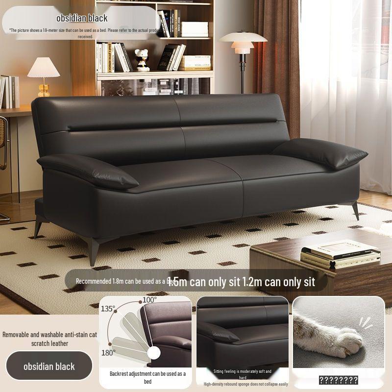 Modern Foldable Leather Sofa Bed for Small Spaces