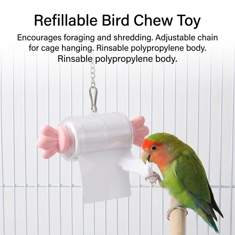 1pc Shredding Bird Toy Colorful Refillable Paper Roll Chew Toy for Cockatiel Budgie Parrot Cage Enrichment Durable Fun