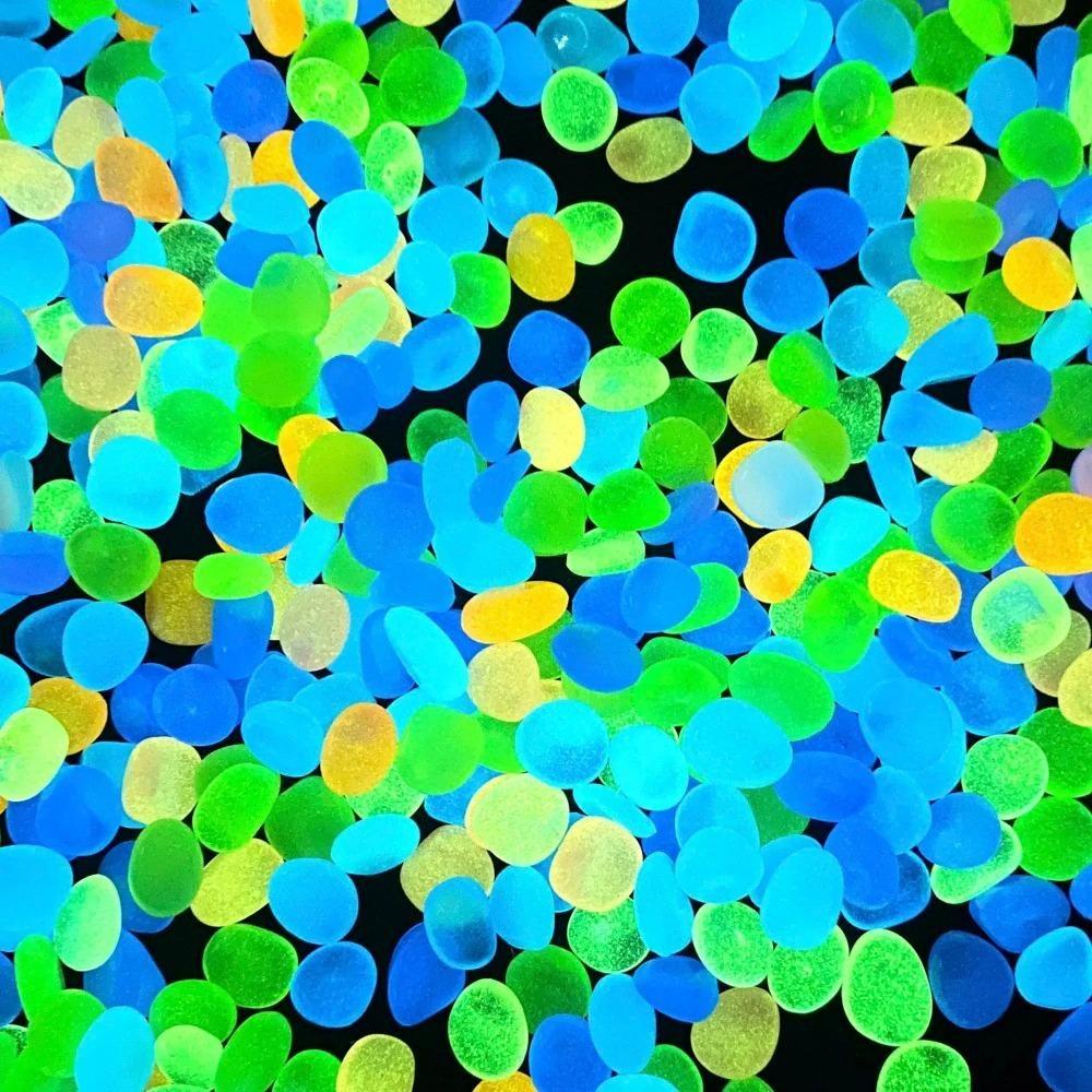 100 шт./пакет разноцветные наружные светящиеся камни светящиеся в темноте садовые камешки украшения для аквариума галька камни декор для аквариума