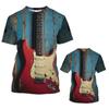 Футболки с 3D-принтом и изображением гитары для мужчин, одежда Harajuku, футболка, модная, с круглым вырезом, с коротким рукавом, летние, свободные мужские топы, футболки