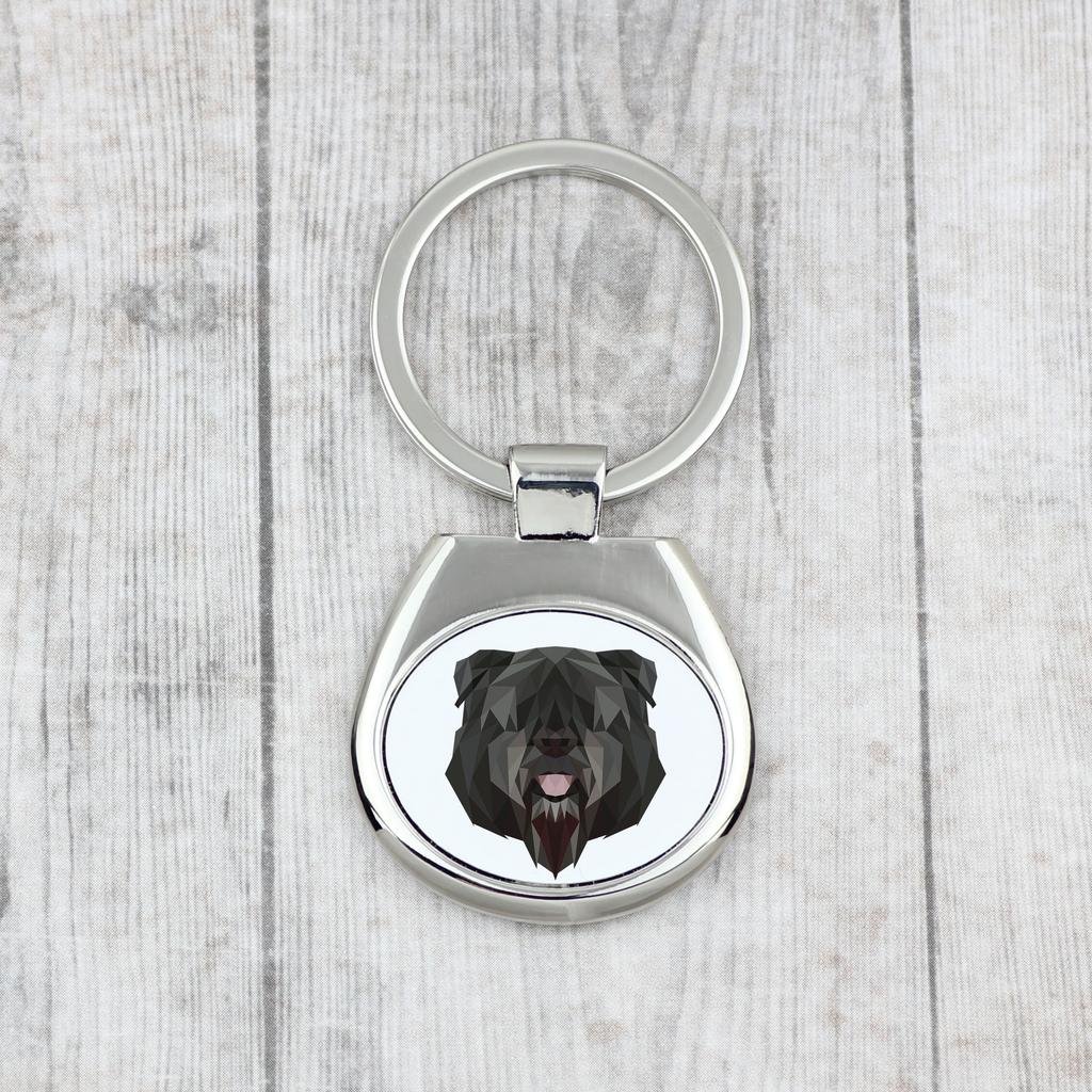 Bouvier Des Flandres, Flanders Cattle Dog - Geometric Keychain with a Photo and the Inscription Art-Dog