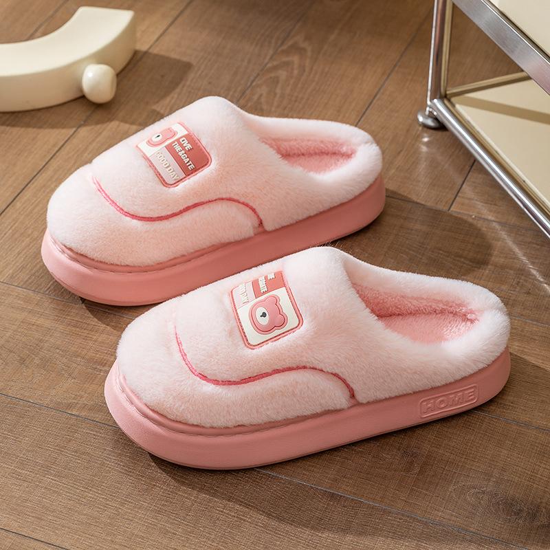 Хлопковые тапочки домашние осенне-зимние мультяшные хлопковые туфли обувь теплые плюшевые на толстой подошве плюшевые парные хлопковые тапочки для мытья пола