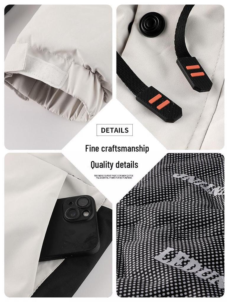 Мужское зимнее водонепроницаемое пальто с капюшоном большого размера - Толстая хлопковая подкладка для тепла на открытом воздухе