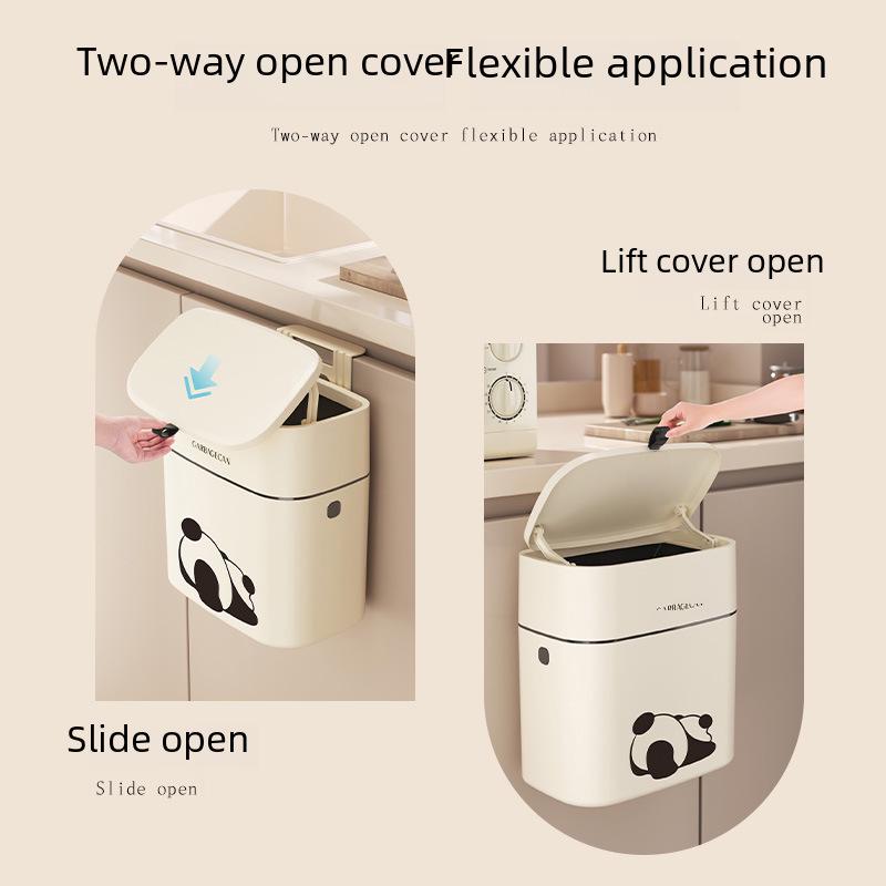 Кремово-белая кухонная подвесная корзина для мусора с крышкой - бесшовная наклейка для шкафа-корзины