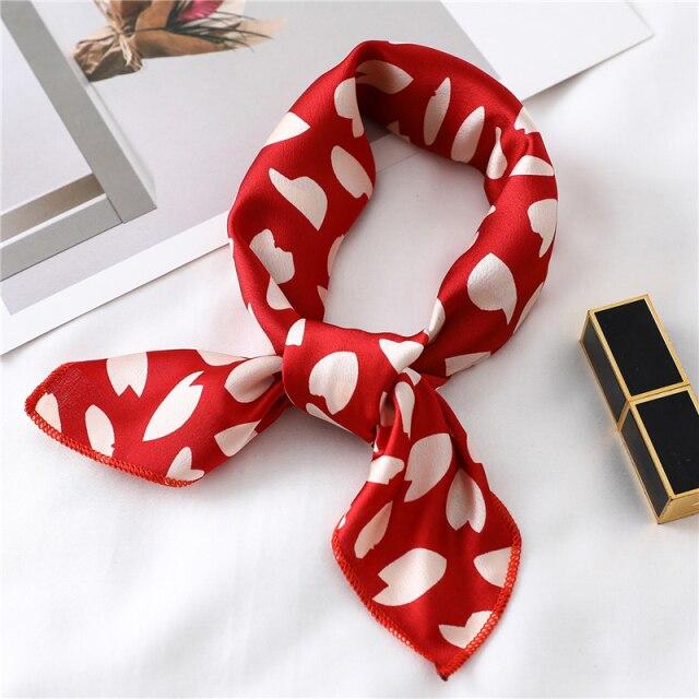 New Silk Scarf Square Women Fashion Dot Plaid Print Neckerchief Ladies Work Scarves Small Winter Foulard Bandana Hair Tie Band