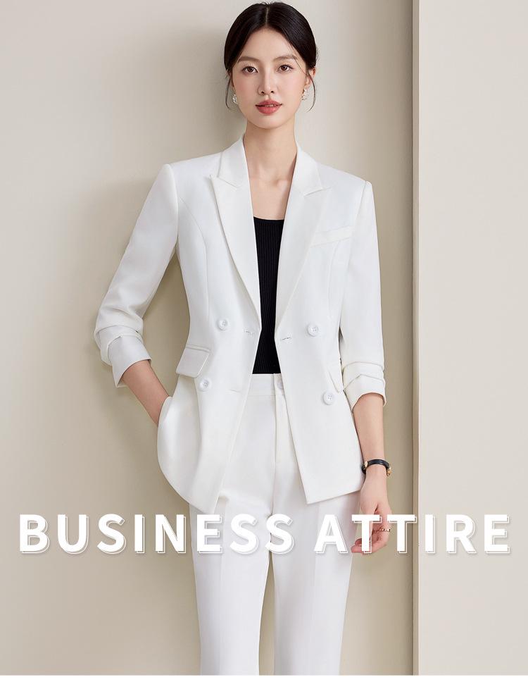 Женский высококлассный белый костюмный набор для осени/зимы - Элегантная деловая формальная одежда