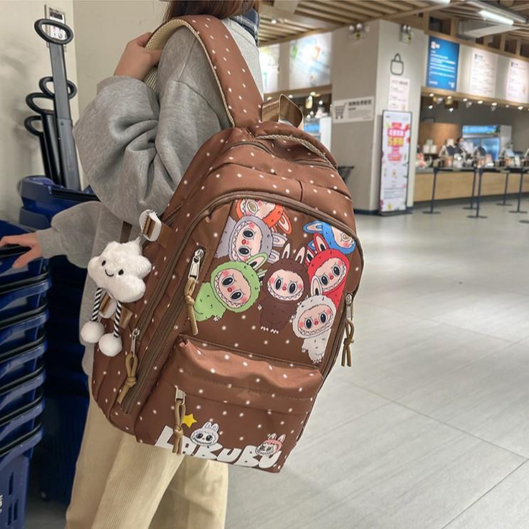 Рюкзак labubu для девочек-учениц средней и старшей школы, большой вместимости, повседневный рюкзак для девочек, легкий и универсальный CLE