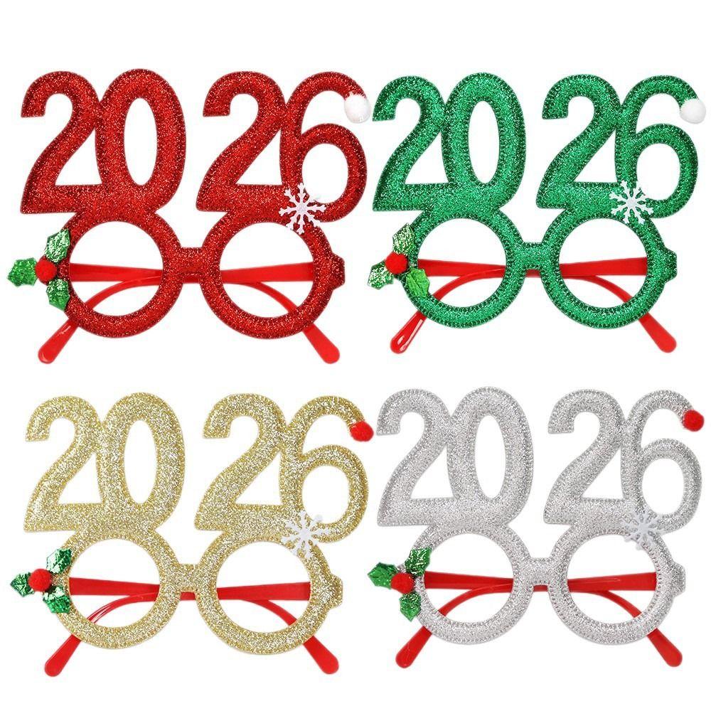 Cute Christmas Headpiece Sweet New Year Decorative Glasses 2026 Happy New Year Headband Photo Prop