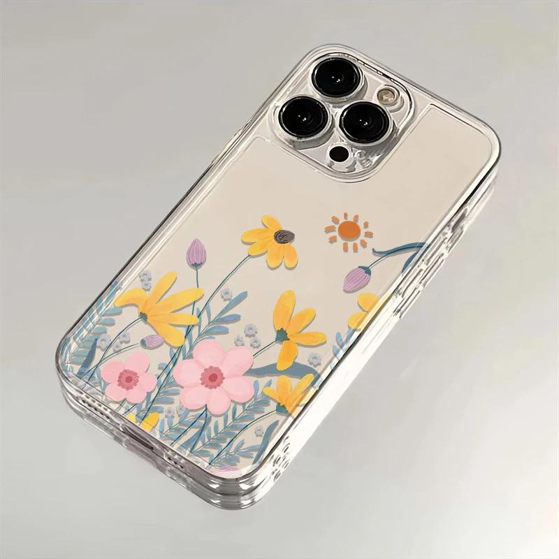 Мультяшная масляная живопись цветок чехол для мобильного телефона iPhone17Promax прозрачный для Apple 16promax космический чехол 15