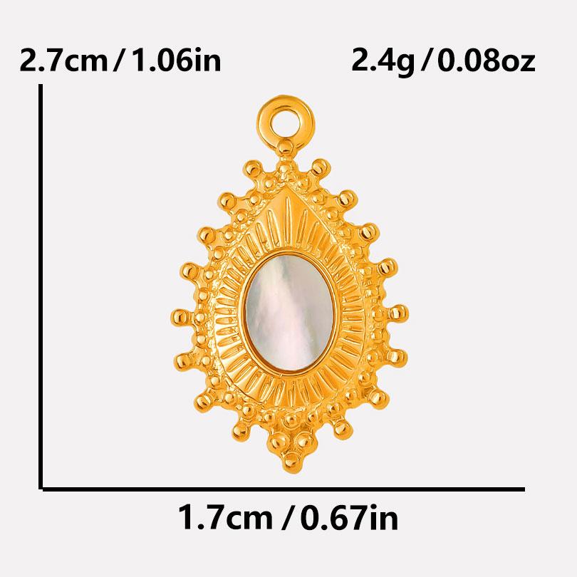 2pcs White Shell Charm Stainless Steel Pendants For Jewelry Making Supplies Mirror Sun Heart DIY Charms In Bulk Real Gold Plated