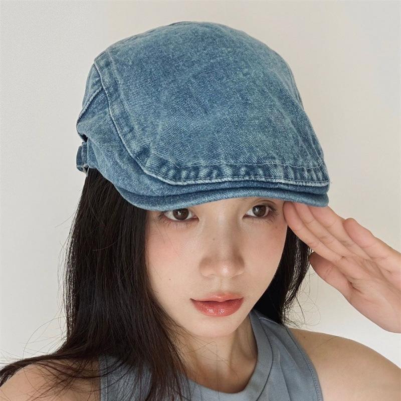[Cowboy is cool] Denning style retro denim forward hat adjustable big head circumference fashionable versatile duckbill hat tide