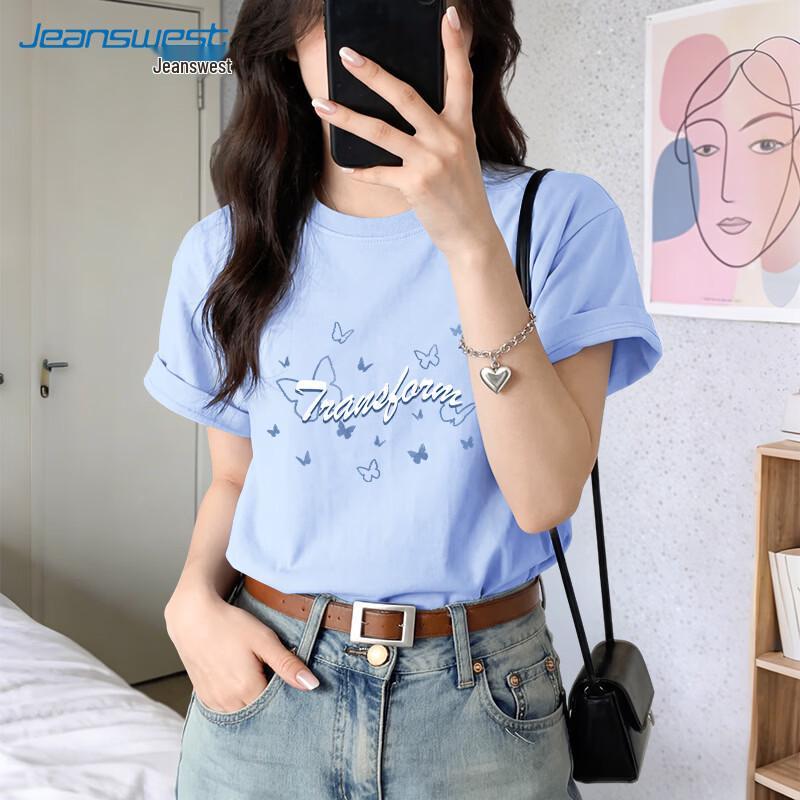 Женская хлопковая футболка Jeanswest с принтом бабочек