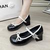 Fashion 2024 New Spring Autumn Thick Heel Shoes for Women Elegant Bow Lolita Shoes College Girls High Heels Fashion Women Sandals