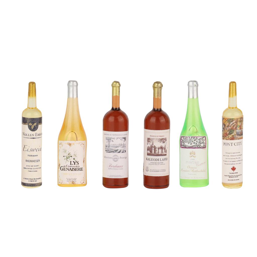 1:12 Dollhouse Plastic Wine Bottles Model Miniature Bar Drink Decoration Accessory6pcs