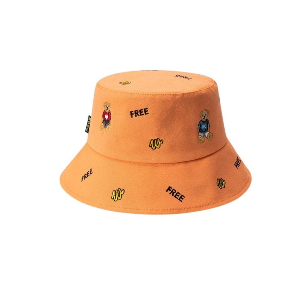 Little Bear Fisherman Hat Bear Print Sunshade Bucket Hat Leisure Flat Top Cap Men