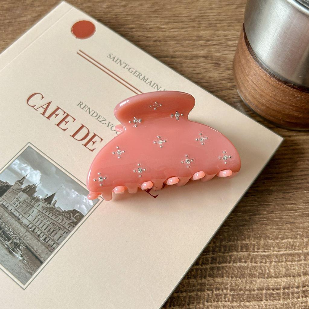 Поделитесь красотой ~ Заколка для волос из ацетата цвета конфет с бриллиантовыми гвоздиками, свежий дизайн в виде акулы, элегантный и компактный аксессуар для волос