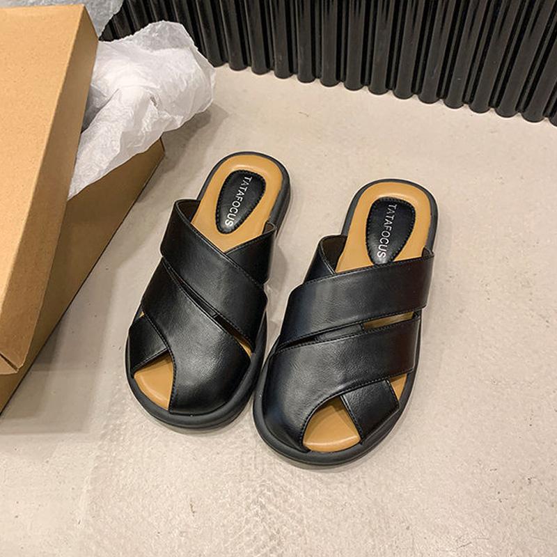 Женские летние тапочки, роскошная домашняя обувь из искусственной кожи для дома, женские тапочки 2024 года, удобные босиком на низком каблуке
