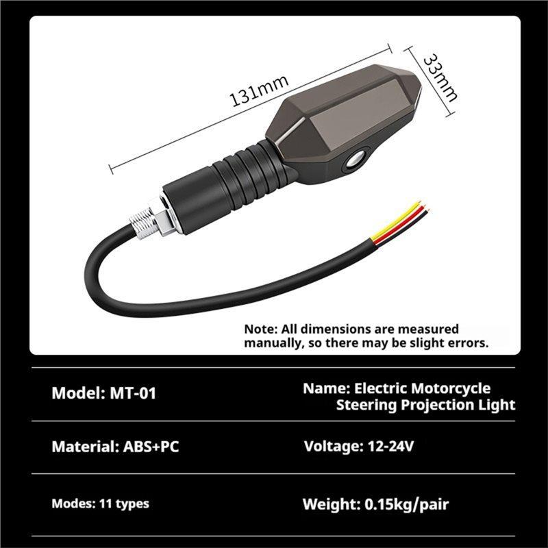 For Car Motorbike LED Turn Signal Projector Lamp 2PCS Waterproof Warning Light Projection