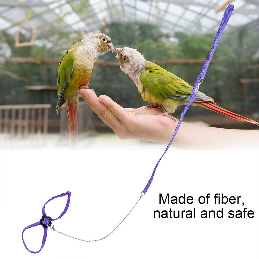Fiber Adjustable Soft Bird Harness for Pet Parrot Outdoor Training and Playing