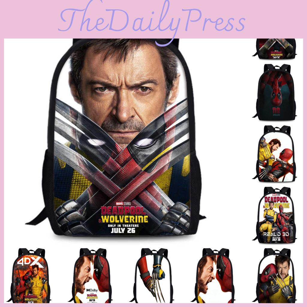 Deadpool And Wolverine Backpack Durable Oxford Fabric 15-inch Student Bag