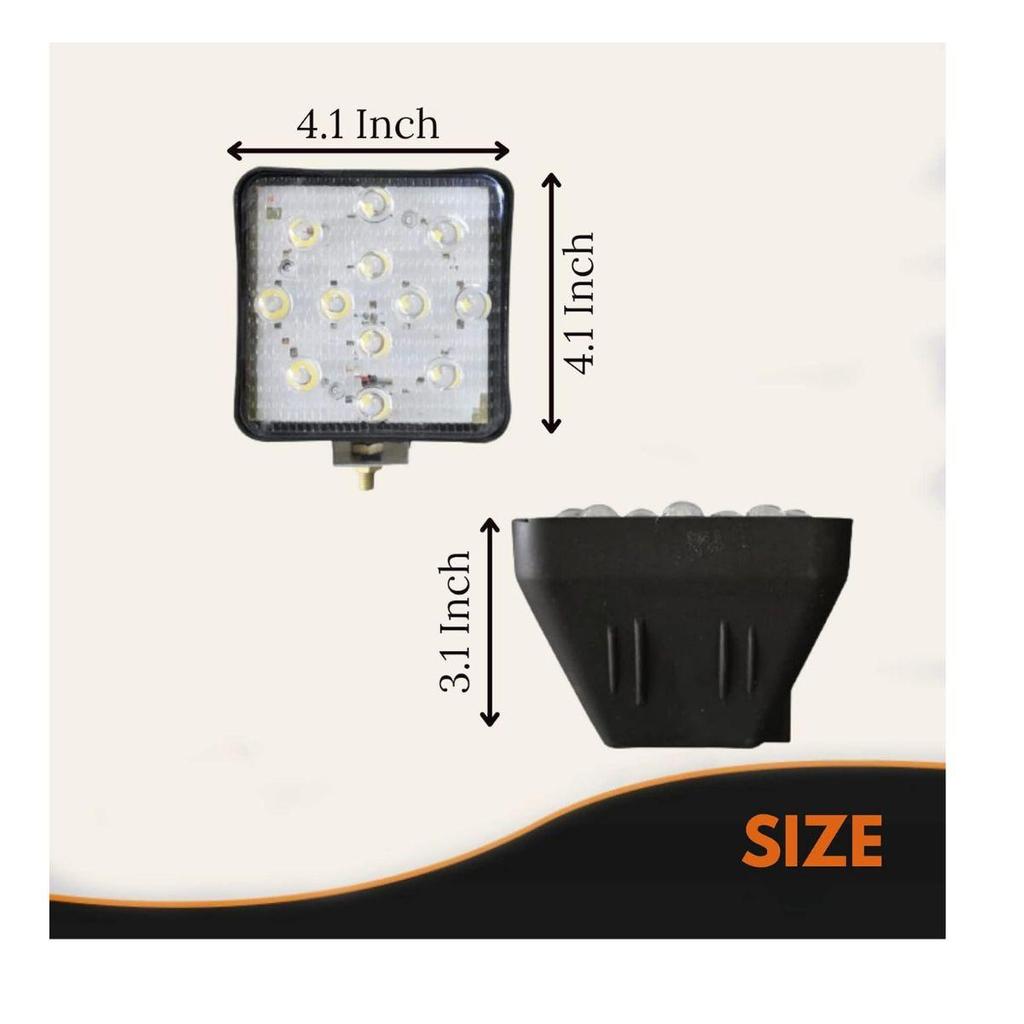 LED Pods 2PCS 4.1 Inch 24V Square LED Off-Road Lights Flood Beam | Fog Driving Roof Bar Bumper Light for SUV Truck Tractor JCB