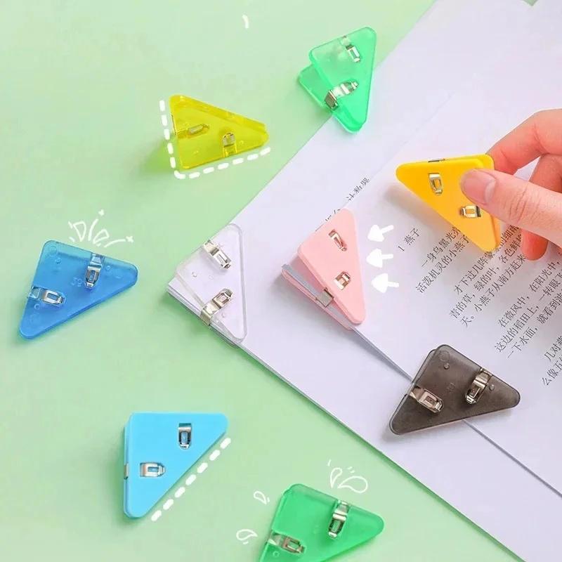 10/20pcs Triangle Corner Clips Set Transparent Colorful Page Holder Paper Clip File Index Clamp Office School Desk Organizer