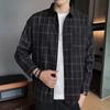 Spring and Autumn Type New Male Shirt Slim Youth Solid Color Versatile Long-sleeved Shirt New Plaid Shirt