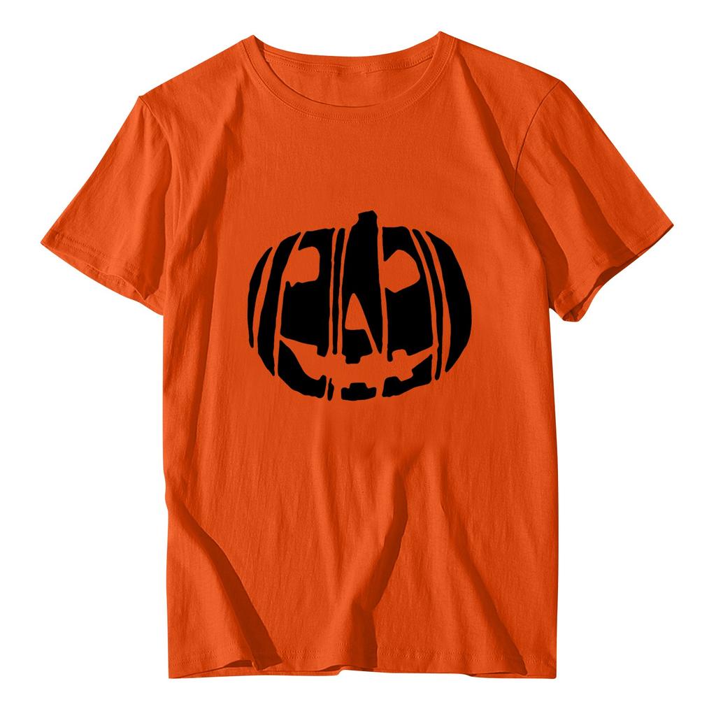 Женская свободная повседневная футболка с круглым вырезом и коротким рукавом с принтом Хэллоуина