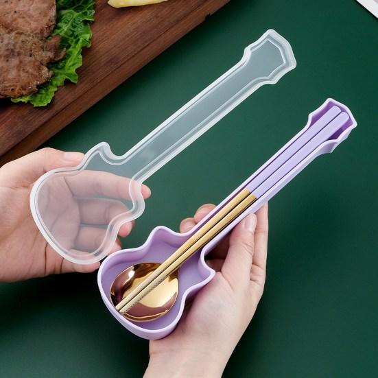 1 Set Spoon Chopsticks Food Grade Mirror Polish Smooth Edge Rust-proof Corrosion Resistant Dinning