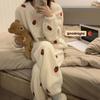 Pajamas Women's Autumn and Winter Small Coral Ins Thickened Plus Velvet Strawberry Flannel Feet Elastic Home Set