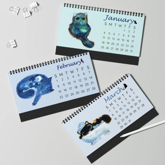 2026 Пушистые коты Настольный календарь Большой календарь с котами Ежемесячный планировщик с четко читаемыми датами Офисные рождественские подарки