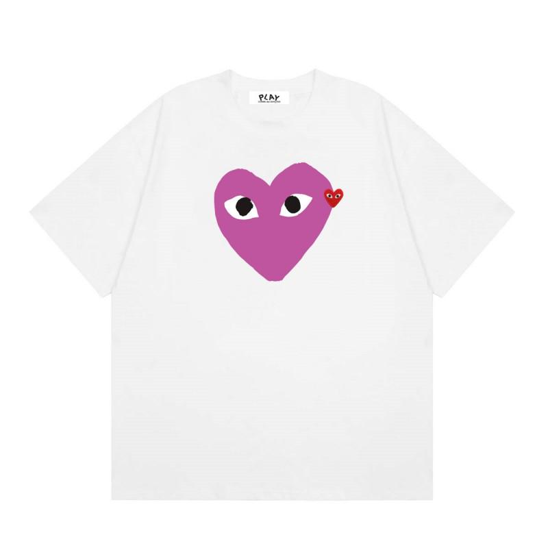 Unisex Casual Loose Fit Cotton T-Shirt With Heart Print Short Sleeve Tee Youth
