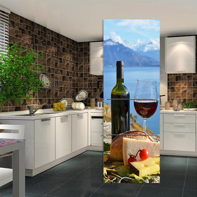 Kitchen Food Fruit Refrigerator Sticker Full Film Kitchenware Removable Renovation Freezer Door Cover Side Decoration Stickers