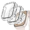 Защитная пленка с блестками и стразами для Apple Watch Series 9 8 7 6 5 4 3 SE С закаленным стеклом Чехол IWatch 45/41мм 40/44мм 42/38мм