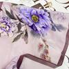 [Double Crepe Long Towel] Mulberry Silk Multifunctional Temperament Versatile Silk Sunscreen Women'S Silk Scarf Purple Peony