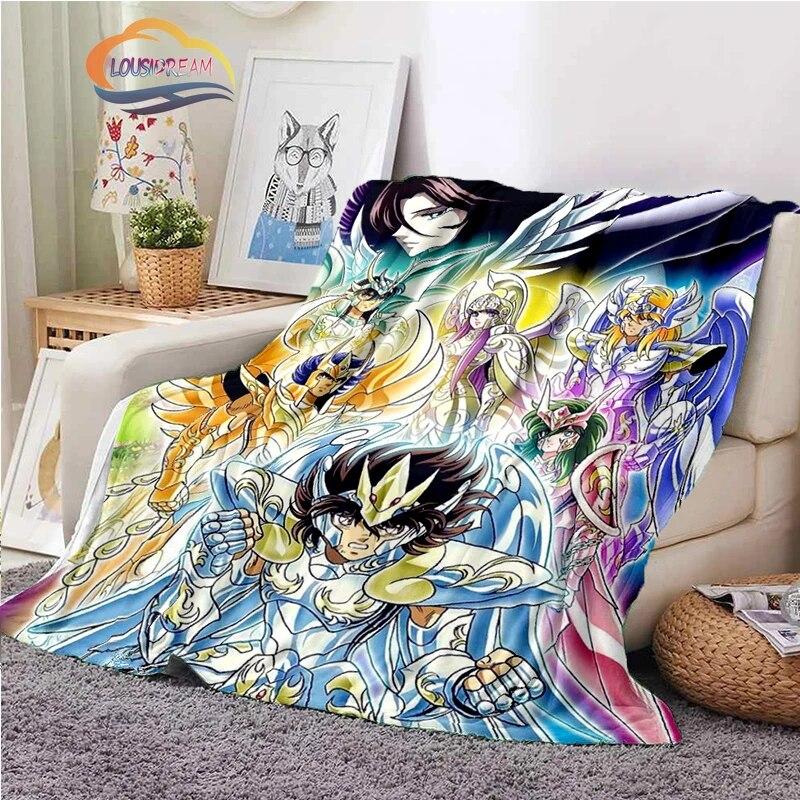 Classics Animated Character Seiya Patterned Wool Blanket Cartoon Saint Seiya Series Children Shawl and Sofa Super Soft