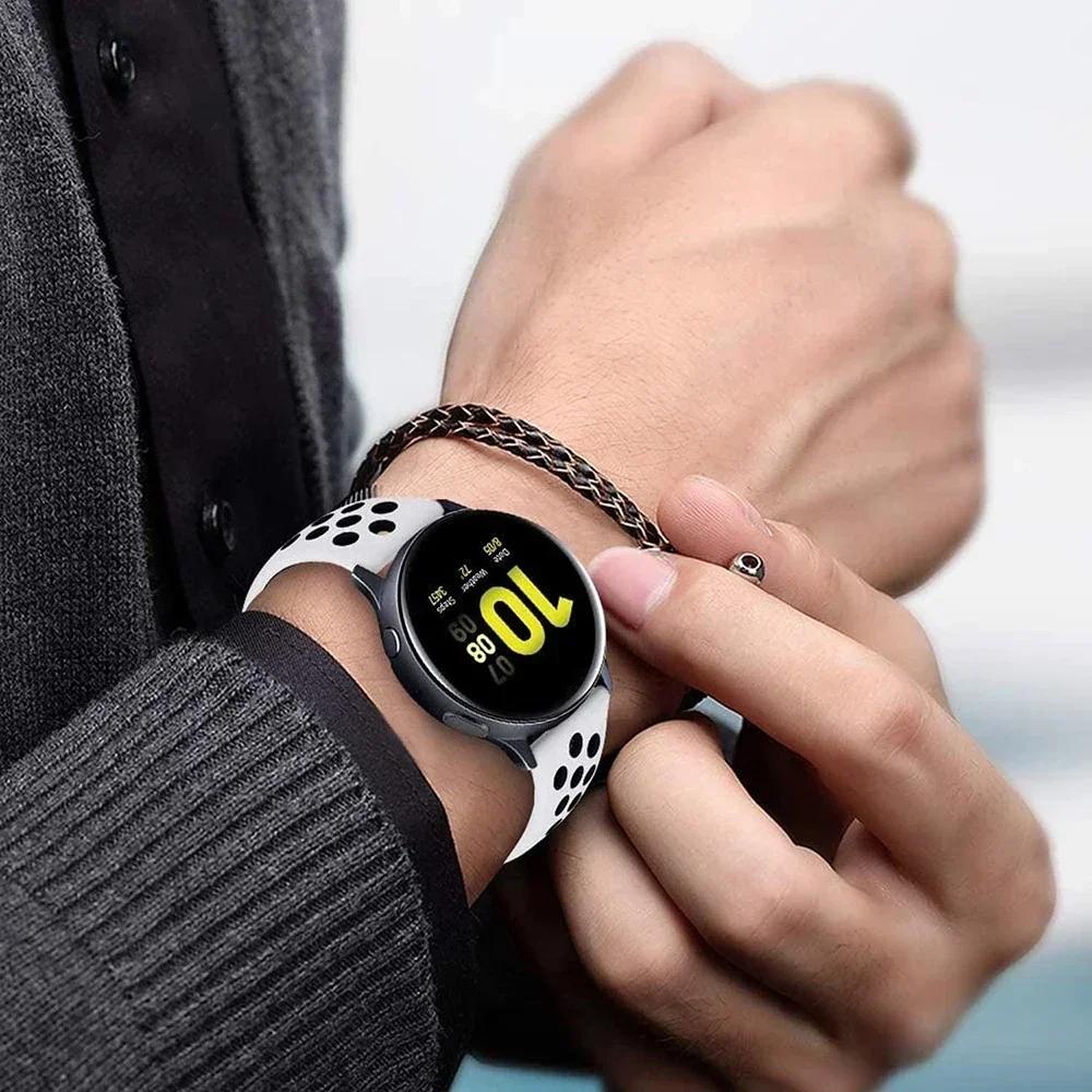 Классический 20 мм 22 мм ремешок для Samsung Galaxy Watch 6 4 Classic 5 Pro 45 мм 44 мм 40 мм 47 мм 43 мм спортивный силиконовый для Huawei 4 gt-2-3-Pro