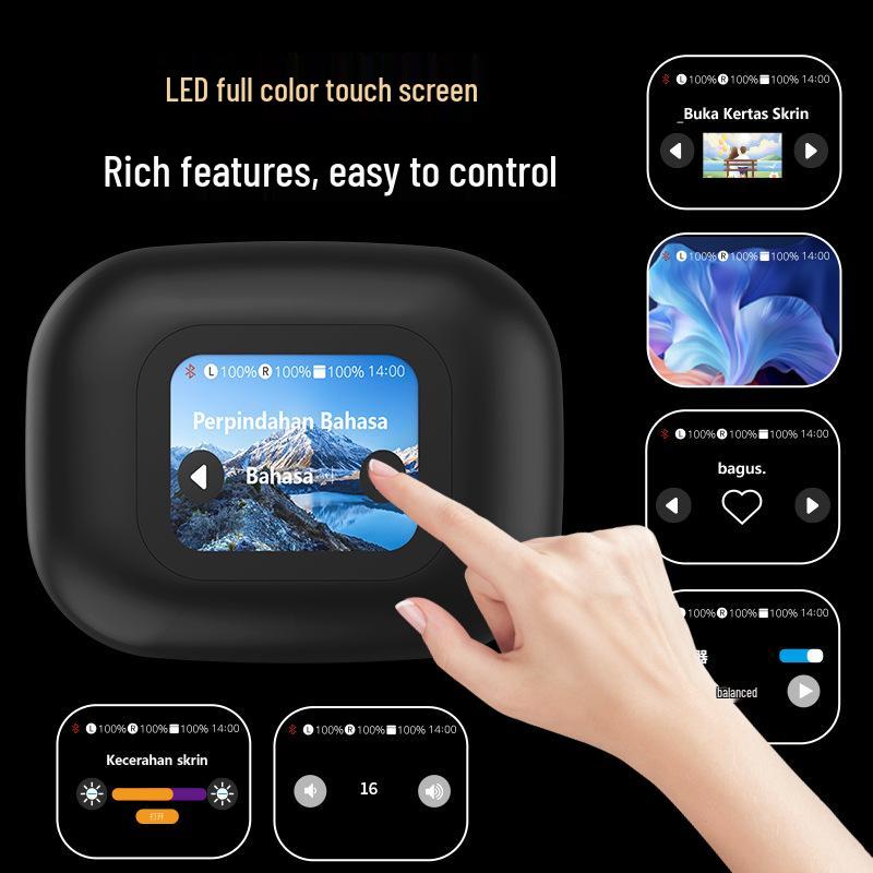 Умные наушники-переводчики Bluetooth со светодиодным экраном - Беспроводные, с шумоподавлением, накладные, спортивного дизайна, со сверхдолгим временем работы от аккумулятора