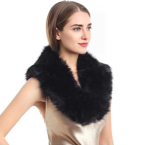 Faux Fur Scarf with Velvet Lining Invisible Fur Clip Artificial Fur Shawl Dresses Coats Fake Collar Neck Scarf