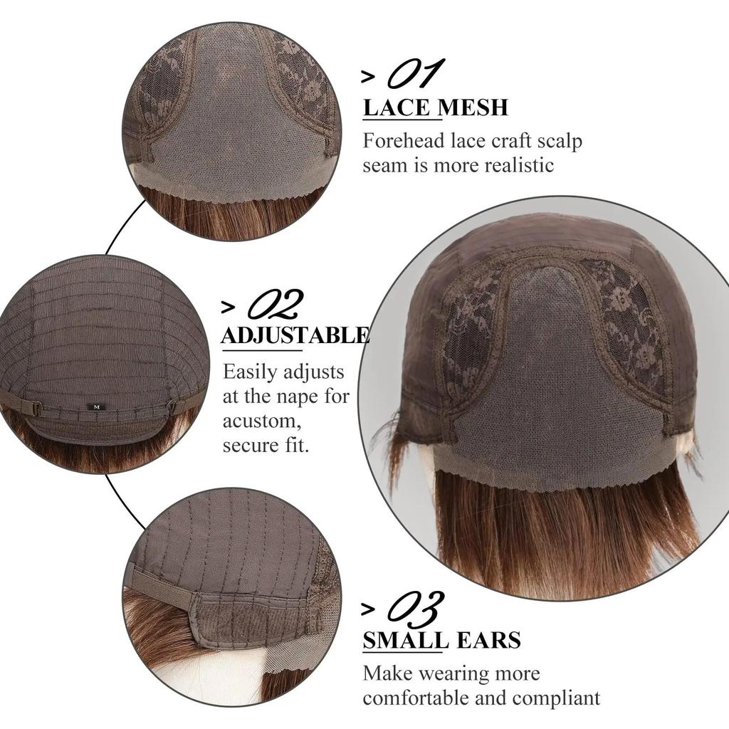 HAIRCUBE Парики спереди на шнуровке Ombre Коричневые человеческие волосы Remy Пепельно-коричневые волосы со стрижкой пикси с челкой Короткий прямой парик для женщин Боб Человеческий парик