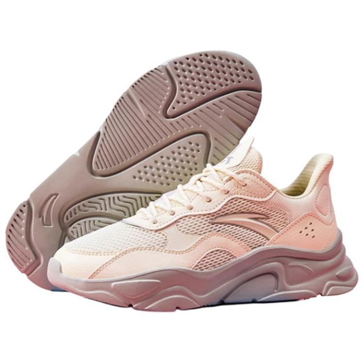 Anta Shock Absorbing Wear Resistant Low Top Casual Shoes Women Sneakers Beige 922348826-12