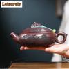 480 мл Исинские фиолетовые глиняные чайники Ручная работа Большой калибр Горшок Сырая руда Антикварная латунная грязевая чайник С ситечком Цзыша Чайный набор Ремесло